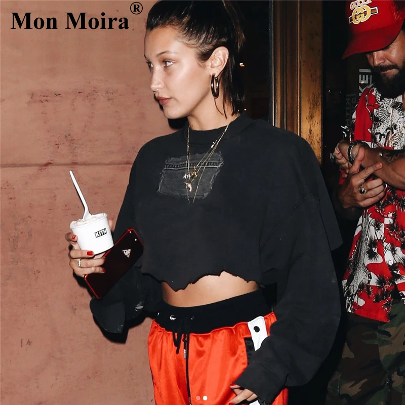 

Solid Oversized Women Crop Top Hoodie Brand Hip Hop Irregular Short female Hoodie And Sweatshirts Fashion Women Tops cwh0014-5