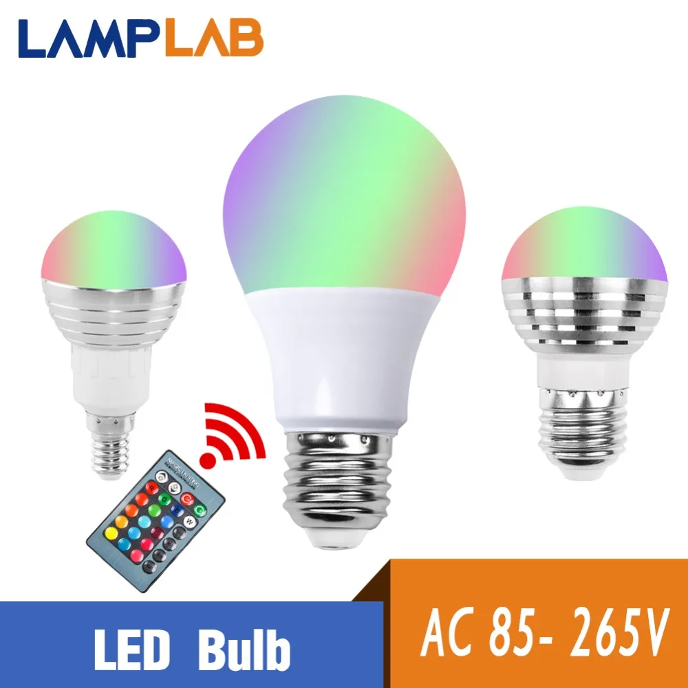 

E27 E14 RGB LED Bulb Remote Control Lamp Color Magic Spot Light Holiday Bar 3W 5W 10W Dimmable 24key LED Night Light 110V 220V
