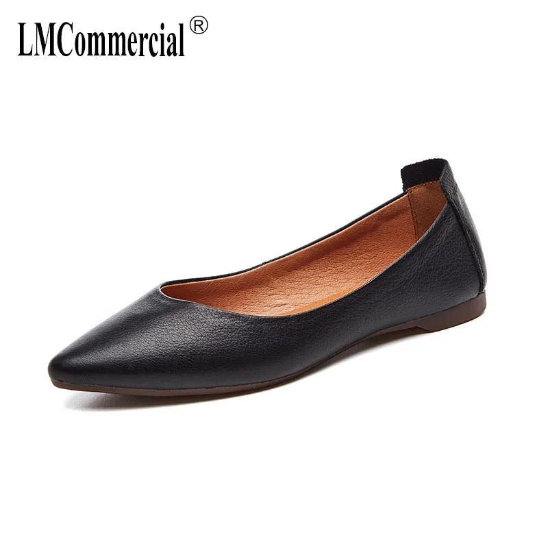 

flat shoes joker cowhide leather fashion footwear tines a undertakes work shoes lazy women spring autumn summer ladies shoes