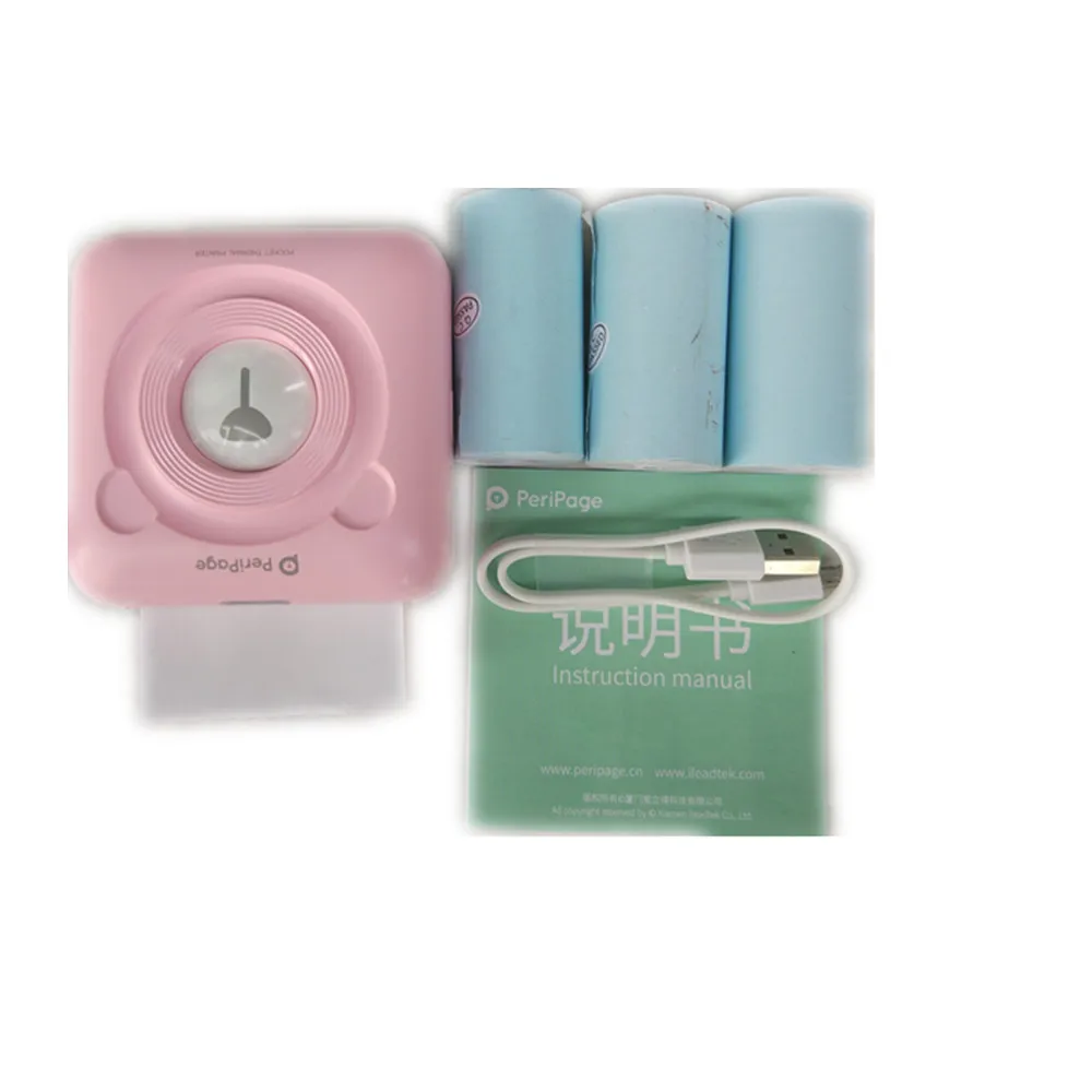pink peripage inkless pocket printer with themal paper (4)_