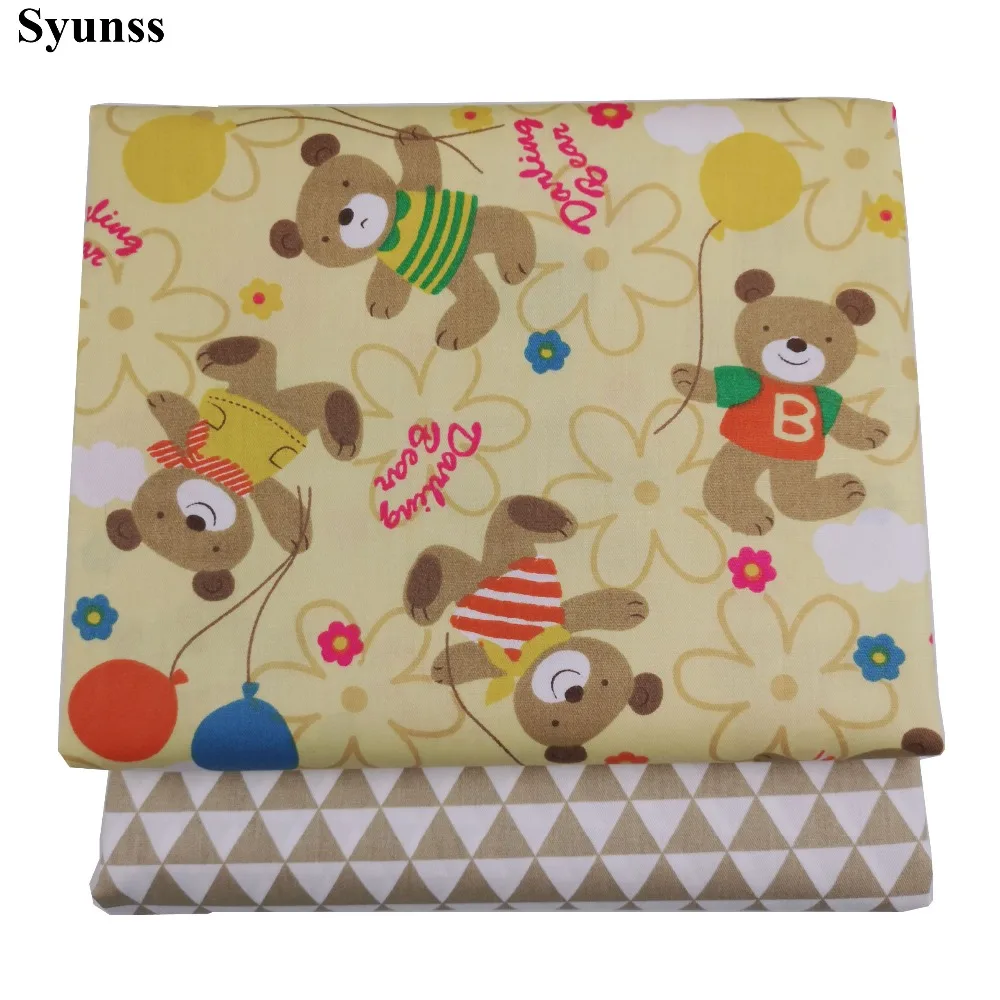 

Syunss Animal Geometric Printed Twill Cotton Fabric DIY Tissue Patchwork Telas Sewing Baby Toy Bedding Quilting Tecido The Cloth