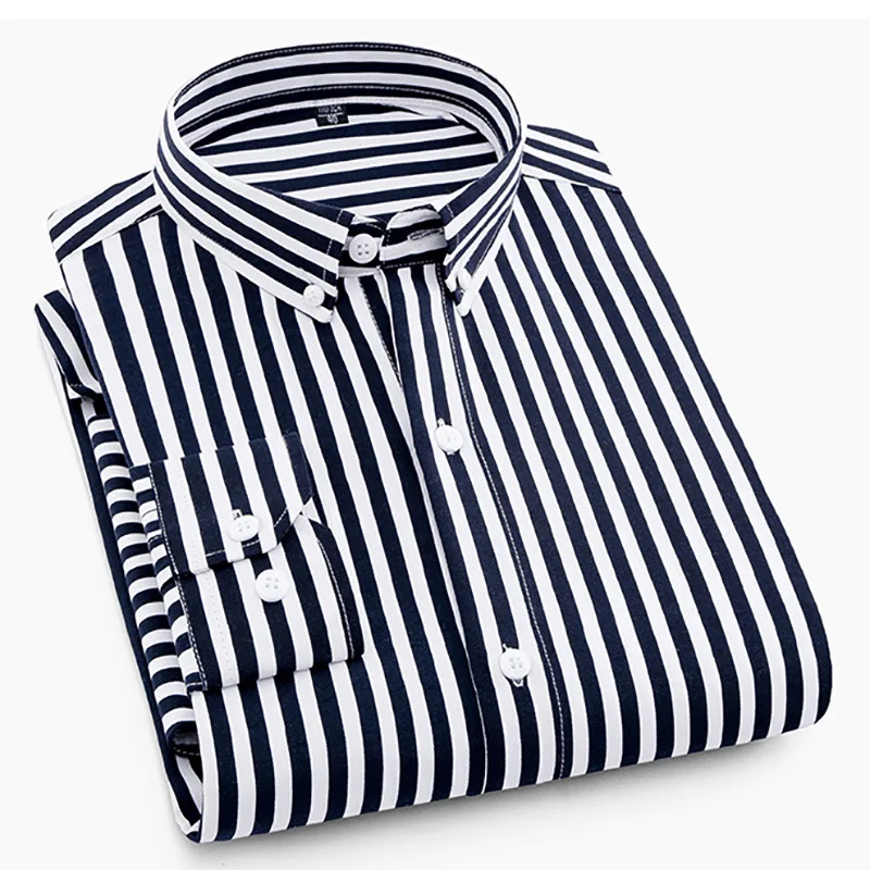 Men Shirt Polyester Slim Free Business Work Casual Single Breasted Large Size Long Sleeve Men's Dress Shirt