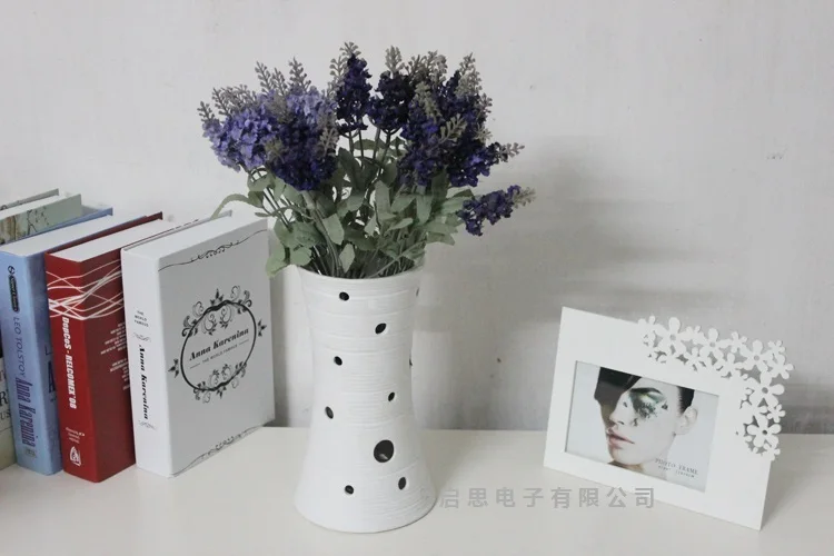 Скандинавский минималистичный стиль керамическая ваза лампа романтическая кровать искусственная трава c розами, подарок Креативный Настольный светильник для гостиной