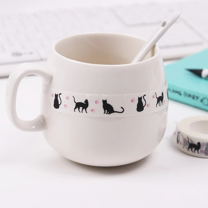 1%20PC%201.5Cm%20Wide%20Pink%20Foot%20Print%20Black%20Cat%20Washi%20Tape%20DIY%20Scrapbooking%20Sticker%20Label%20Masking%20Tape%20School%20Office%20Supply%20-%20Image%206