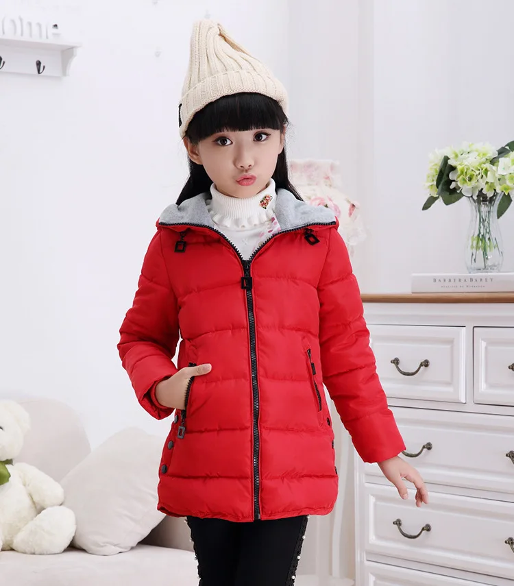 

Hot selling 2016 fashion winter children down padded jackets thicken hooded medium long Warm  down Jackets for girls