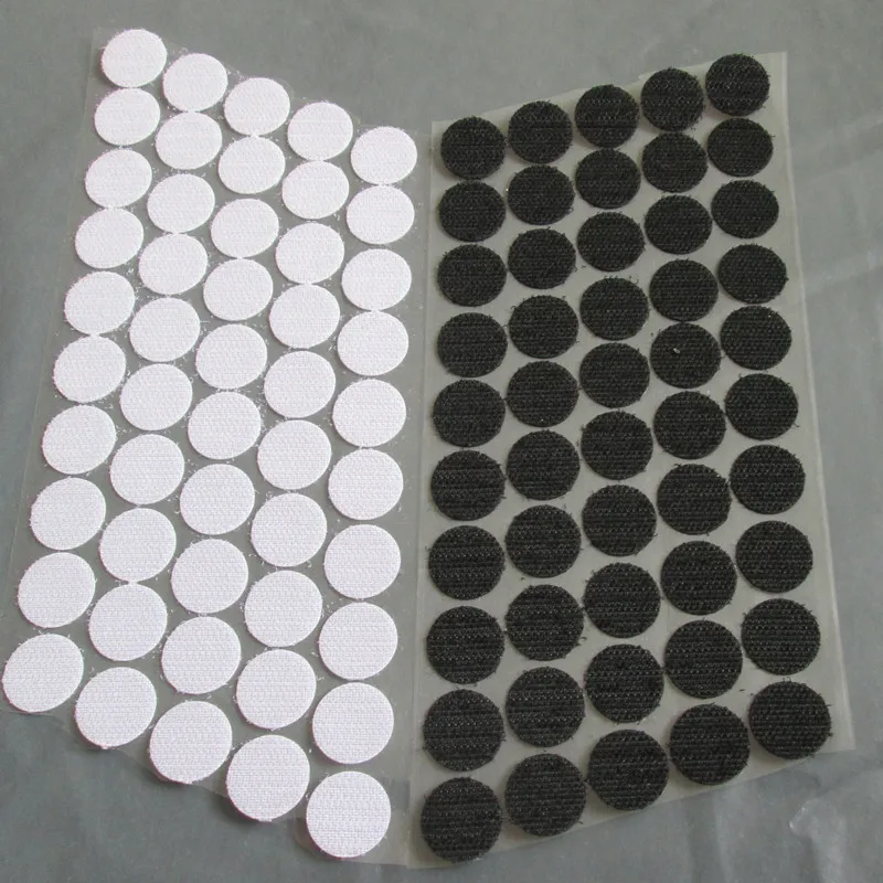 

100Pairs black and white Magic Nylon Sticker Double Sided Adhesive Hooks Loops Disks White Round Velcro Fastener Tape Sewing