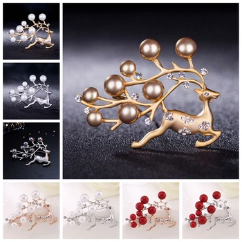 

10pcs High Quality Metal Reindeer Brooches Crystal Rhinestone Brooch Pins Jewelries For Friends Gift Christmas Decoration