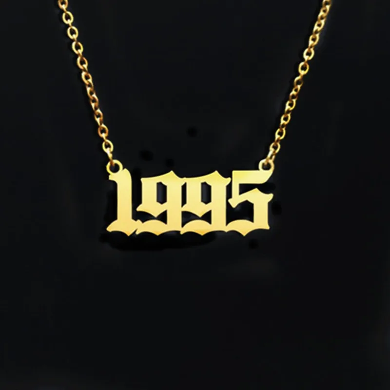 Handmade Old English Number Necklaces Custom Birth Year Necklace Special 1980-2019 Have Enough Stocks | Украшения и аксессуары