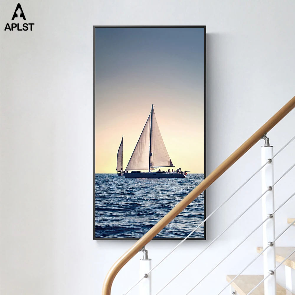 Sunset-Sea-Ocean-Prints-And-Posters-Sailboat-Yacht-Canvas-Modern-Large-Pictures-Landscape-Painting-for-Living (2)