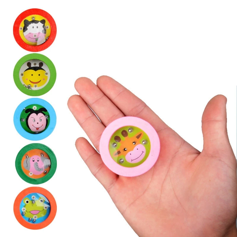 Мультяшные животные круглый деревянный пазл магнитные бусины слот лабиринт настольная игра развивающие игрушки Обучающие интеллектуальные игры для детей