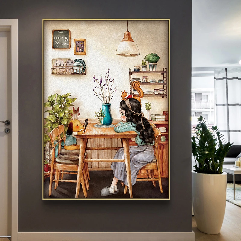 Cross Stitch Kit Needlework DIY Printed Cartoon Love girl Full embroidery home decoration