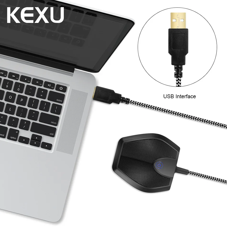 USB конденсаторный настольный компьютер телеконференции микрофон конференц-связи микрофон с монитором в режиме реального времени 180 градусов 20 'пикап