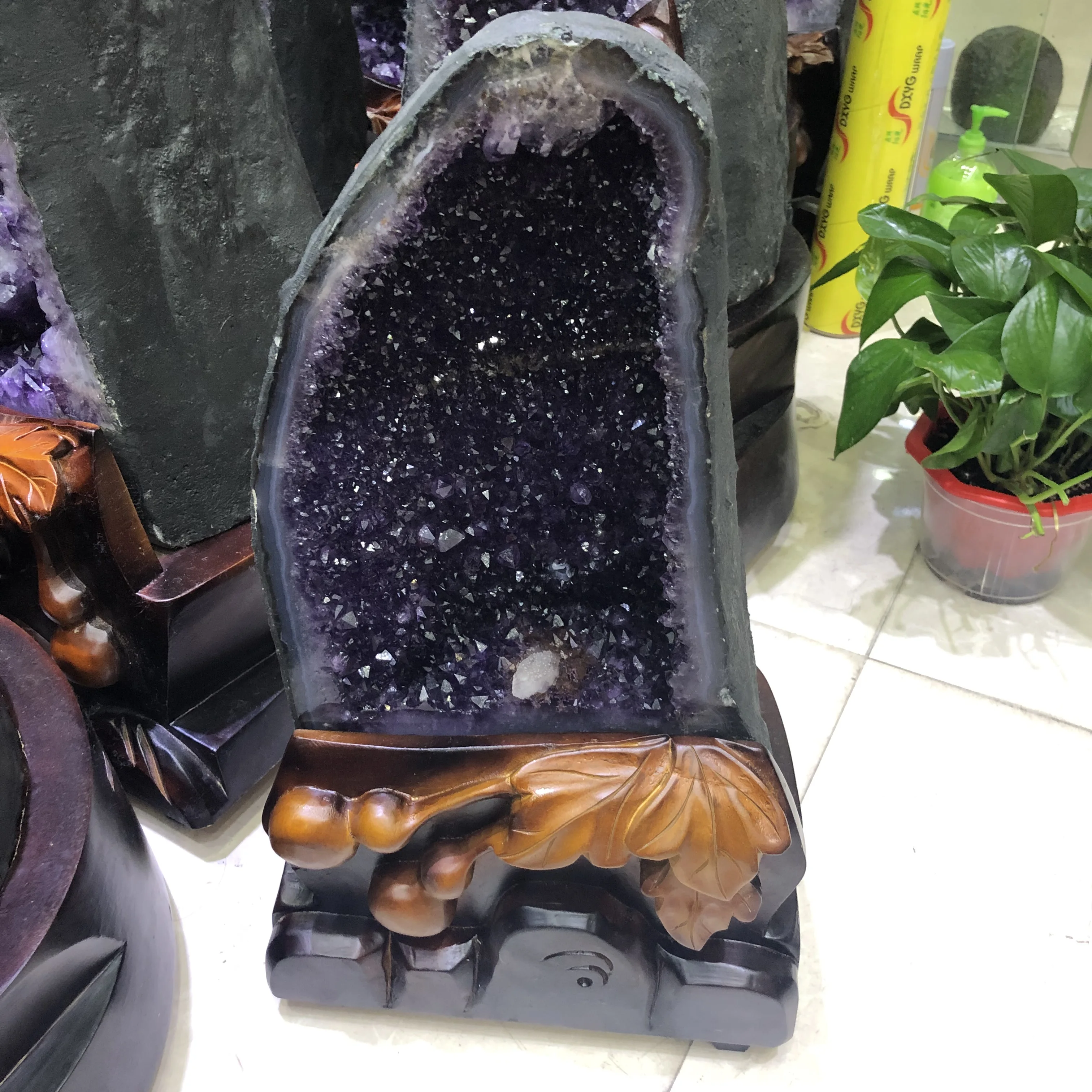 18-20 кг по самой низкой цене, натуральный Уругвайский Аметист Кристальный пещера Свадебный павильон Декор для аквариума с украшением в виде кристаллов исцеления с украшением в виде кристаллов