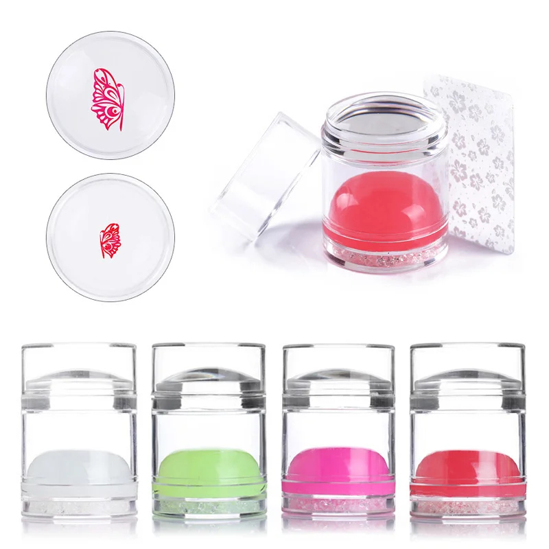 

1 Pc Silicone Stamper Clear Matte Handle with Scraper Stamping Dual-ended Colorful Stamp Nail Art DIY Design Decoration Tool