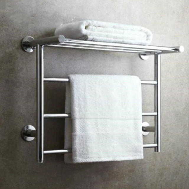Modern Silver 304 Stainless Steel Electric Towel Rack Polished Modern Silver 304 Stainless Steel Electric Towel Rack Polished Chrome Bar Holder Foreign Bathroom
