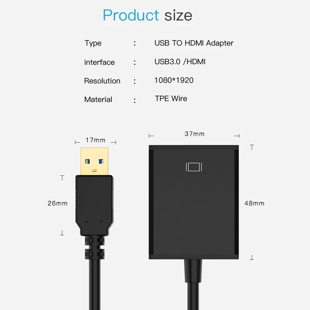 USB 3,0 к HDMI конвертер USB3.0 к HDMI адаптер мульти дисплей кабель HDMI видео кабель для ПК ноутбук проектор HDTV 1080P