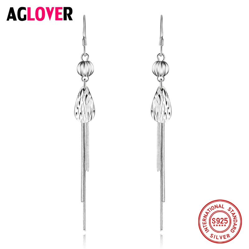 

925 Sterling Silver Cuboid Drop Earrings Jewelry For Women 2018 New Year's Gift Minimalist Art