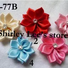 900 X Цветок из атласной ленты с горным хрусталем, смешанный 5 различных цветов