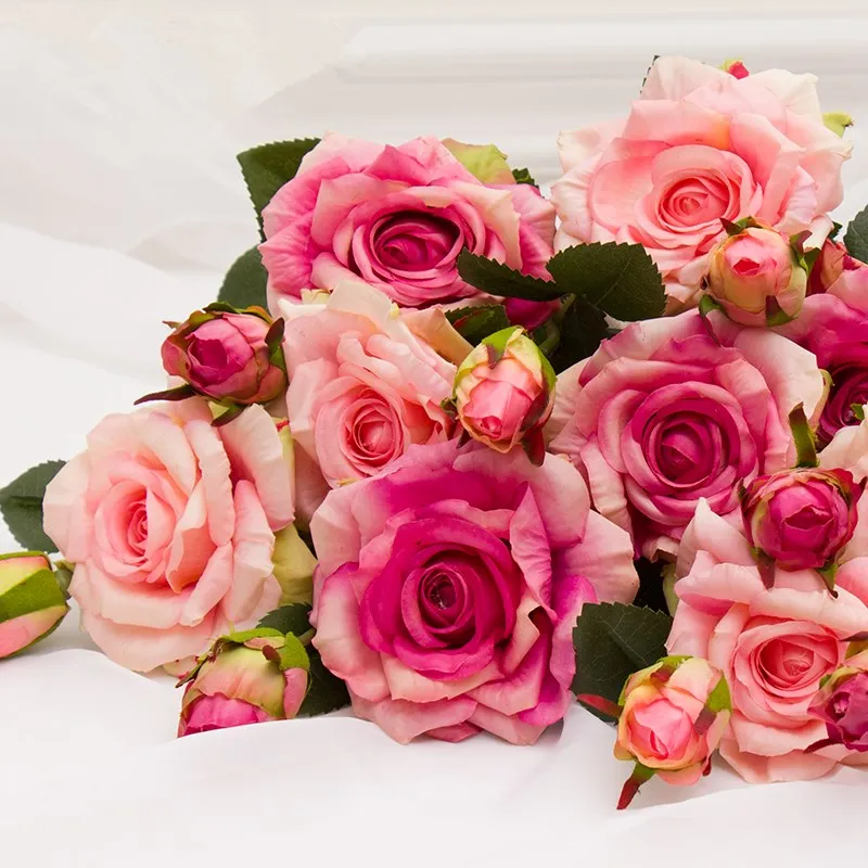 11pcslot high quality artificial flowers vivid real touch roses artificial silk flower wedding bride home decor 2 headsbouquet - Silk Arrangements For Home Decor 2 11pcslot high quality artificial flowers vivid real touch roses artificial silk flower wedding bride home decor 2 headsbouquet - Silk Arrangements For Home Decor 2