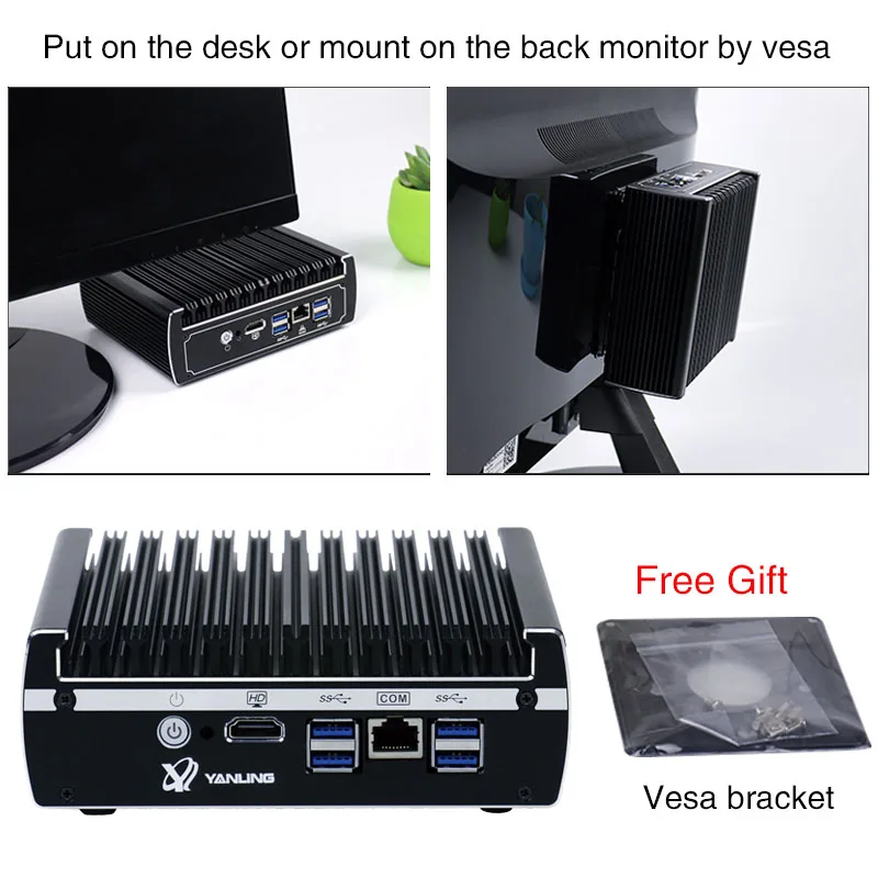  Minisys Newest Pfsense Box 7th Gen Kaby Lake Intel i5 7200u 2.5GHz Dual Core fanless case 6 lan min