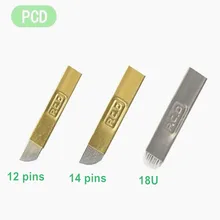 100 шт. профессиональная PCD 12-14 коническая плоская Перманентная ручная игла для макияжа/Перманентная игла для макияжа