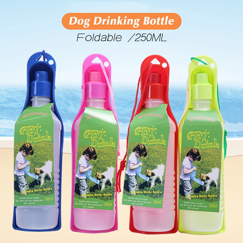 250/500ml Dog Water Bottle Feeder With Bowl Plastic Portable Water Bottle Pets Outdoor Travel Pet Drinking Water Feeder