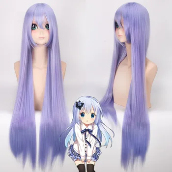 

Kafuu Chino Black Butler2 Hannah Annafellows 100cm Long Straight Cosplay Wig for Women Heat Resistant Synthetic Hair Wig Blue