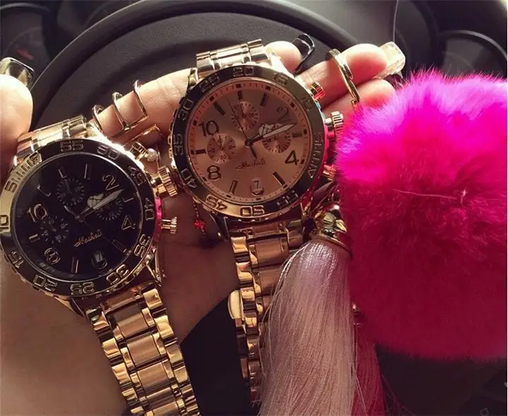 High Quality Men Women Watches Luxury Six pin calendar Wristwatches Crystal Dress Watch Female Rose Gold 3