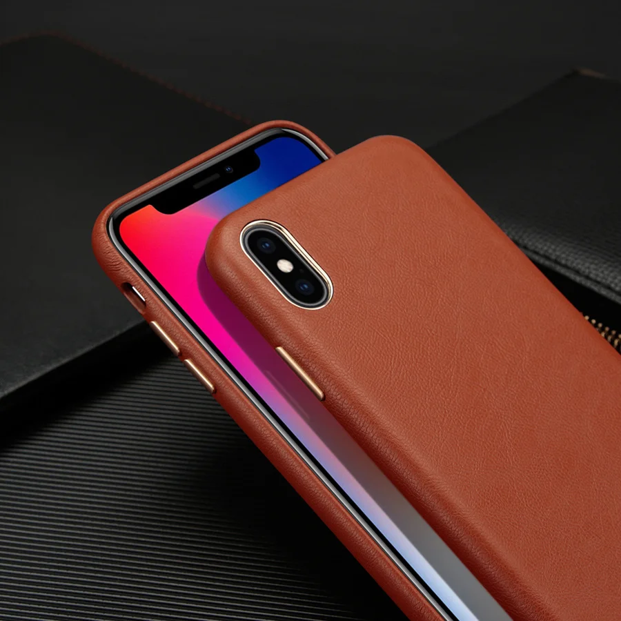 Роскошный деловой кожаный чехол для Iphone Xs Max Xr X Etui, ультра-светильник, мягкий чехол для телефона Iphone 8, 7 Plus, металлическая кнопка