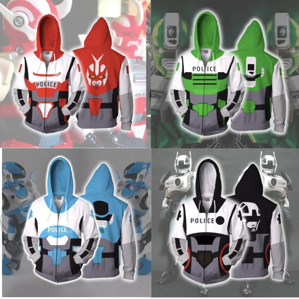 

Cybercop ZAC Cosplay Cybercop Hoodies 3D Printing Network Police Zip Up Spring Autumn Hooded Sweatshirts For adults and Kids