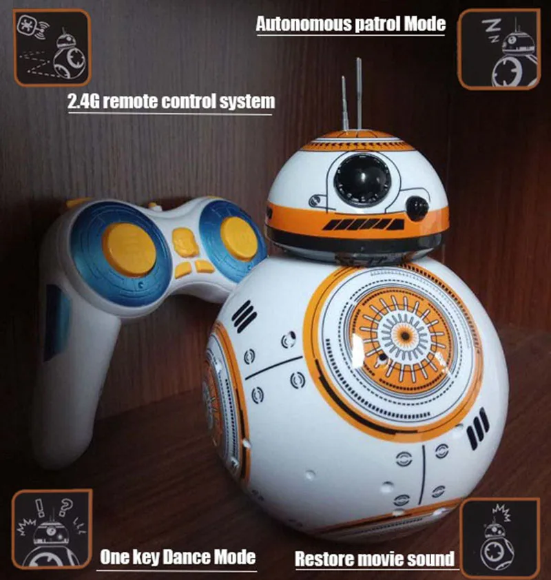 RC BB8 робот фигурка подарок игрушки 2,4 г пульт дистанционного управления BB-8 робот Интеллектуальный BB 8 мяч игрушка