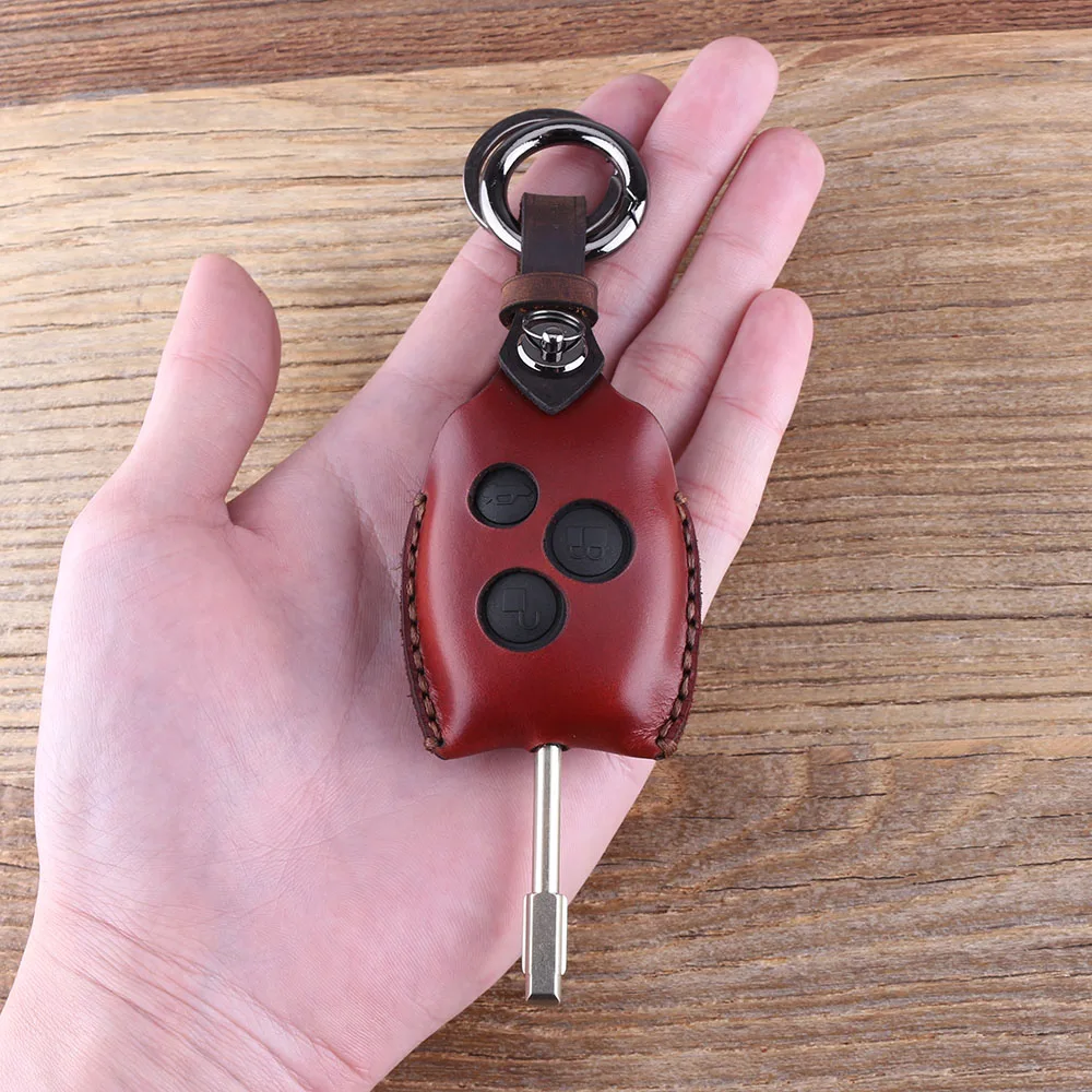 Кожаный чехол для автомобильного ключа KEYYOU 3 кнопки дистанционного брелка Ford Mondeo
