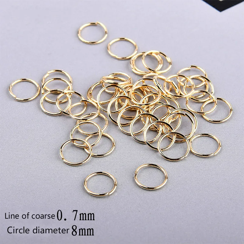 

Jewelry DIY jewelry pure copper 18k gold plated ultra-fine opening ring earrings link ring 0.7 * 8 mm