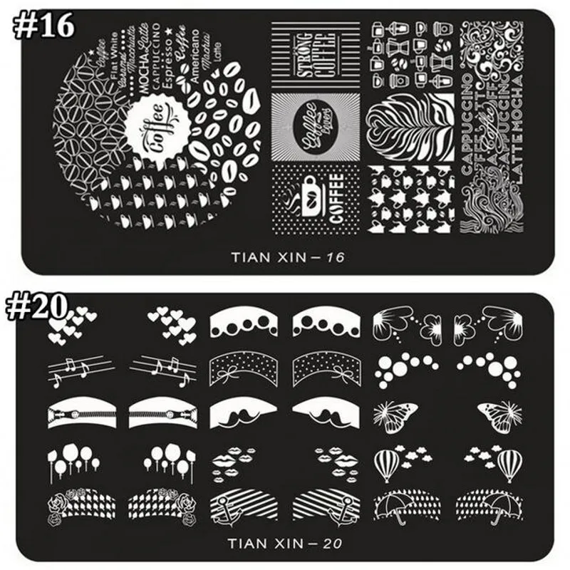 

1pcs 12*6cm Rectangle Nail Stamping Template French Heart Coffee Cup Patterns DIY Nail Designs Manicure Stamp Plates Tianxin0124