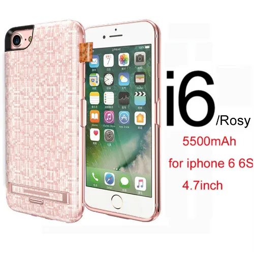 5500/7500 мА/ч внешний аккумулятор, запасная батарея для телефона, чехол для iphone 6 6s, мобильный чехол для телефона для iphone 6 Plus/6s Plus - Цвет: Rosy for i6 i6S