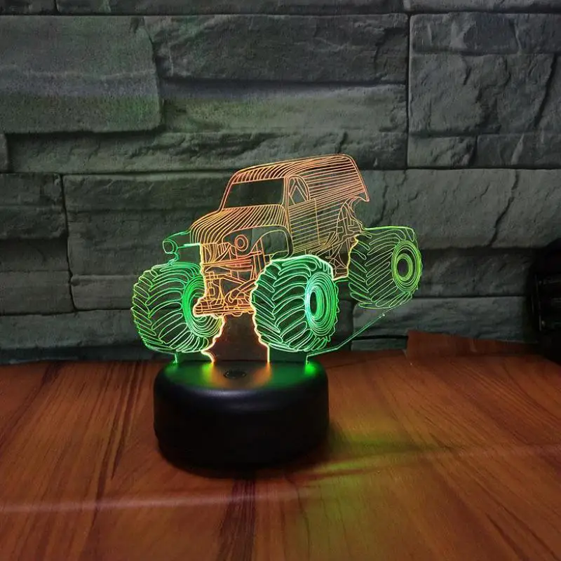 

Tractor 3d Visual Night Light Creative 7 Color Touch Charging Led 3d Light Fixtures Lovely Usb Led 3D Lamp