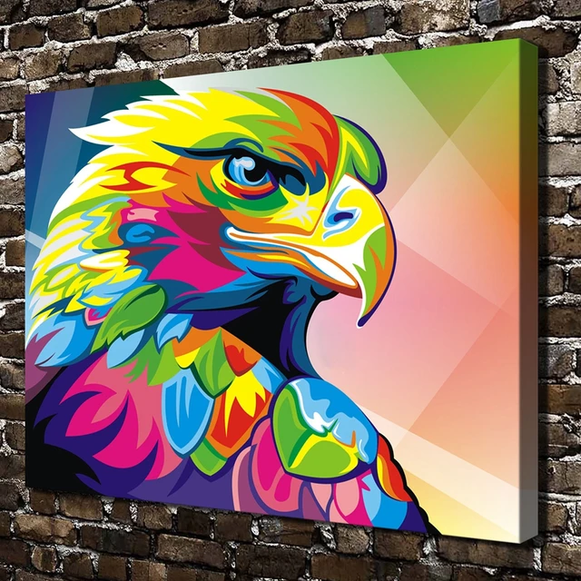 A3490 Peinture Abstraite Couleur Aigle Oiseau Animal. HD