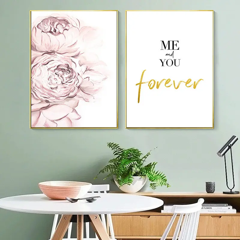 

Flower Letter Home Decor Nordic Canvas Painting Nordic Wall Art Modern Picture Sweet Bedroom Lover Words Quote Minimalist Poster