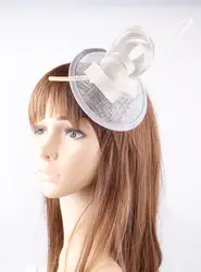 Sinamay millinery чародей перо страуса полосы и петли для невесты случаю серый коктейль шапки tocados сомбрерос bodas 17 цветов