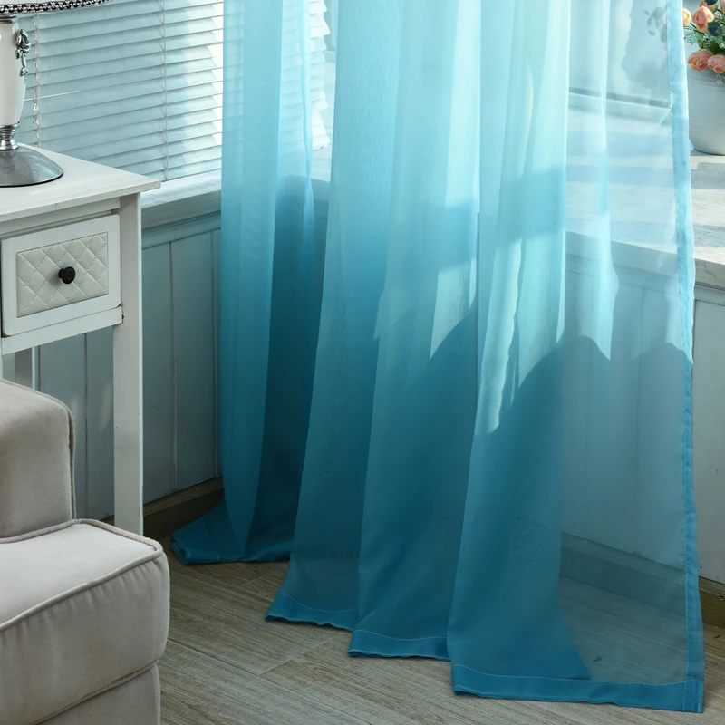 Gradient Color Modern Curtains for Living Room Bedroom Sheer Fabrics Voile Tulle Curtains Window Decoration Drapes 4