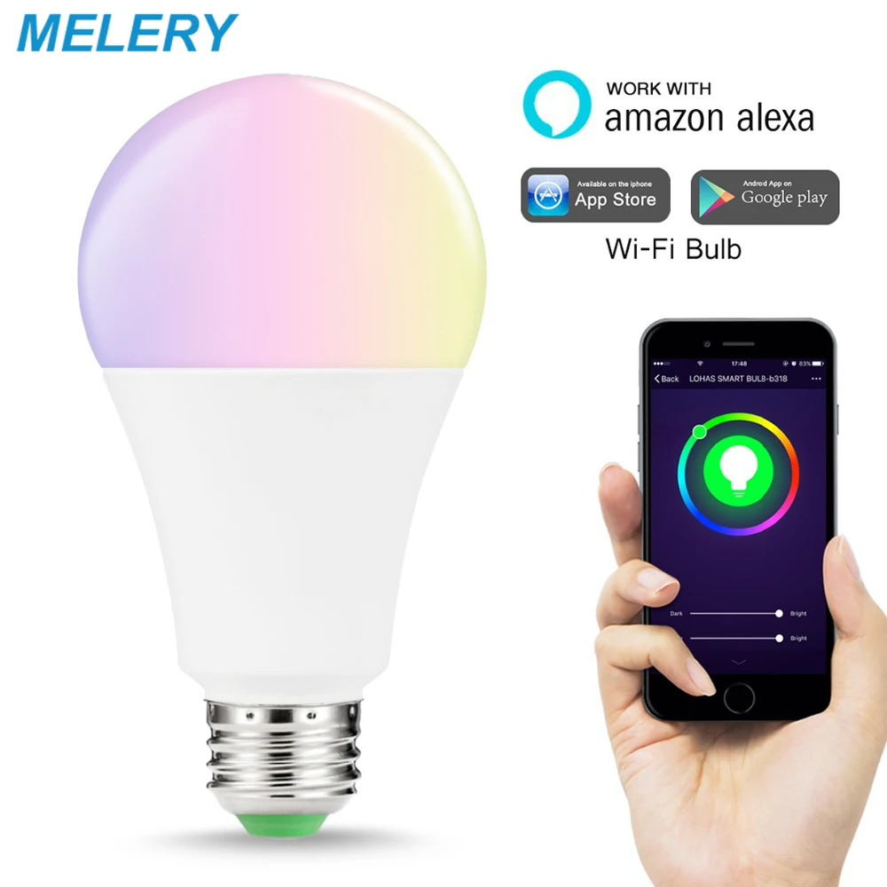 

WiFi E27 Smart Light Bulbs 14W Equal to 100W LED Bulb RGB+Cool White Colour Changing Mood Light Works with Alexa and Google Home