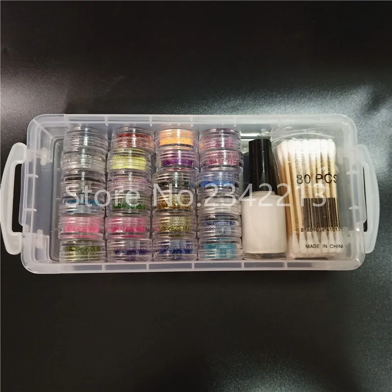 24 Colors Powder Temporary Diamond Glitter 1 Glue 5 Brushes 120 Hollow Template 1 Cotton Swab For Tattoo Kids Face Beauty Art