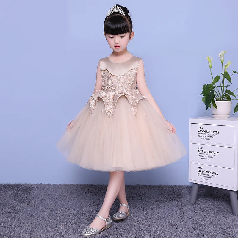 

Luxury Holy Communion Dress Appliques Flower Girl Dresses Evening Gowns Lace Ball Gown Kids Pageant Dress Birthday Costume B340