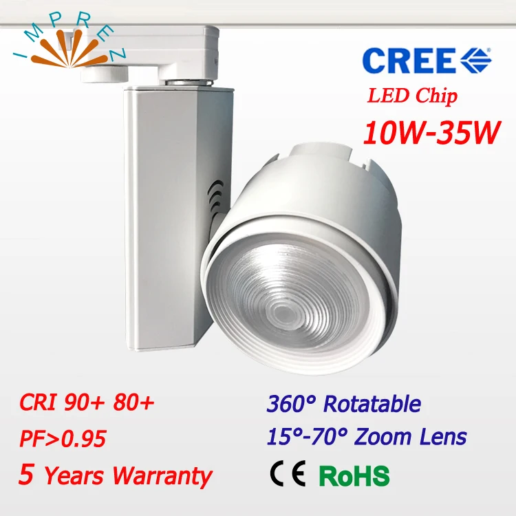 

COB 35W led track light adjustable beam angle 130-140LM/w track rail lamp for commercial lighting 3 years warranty