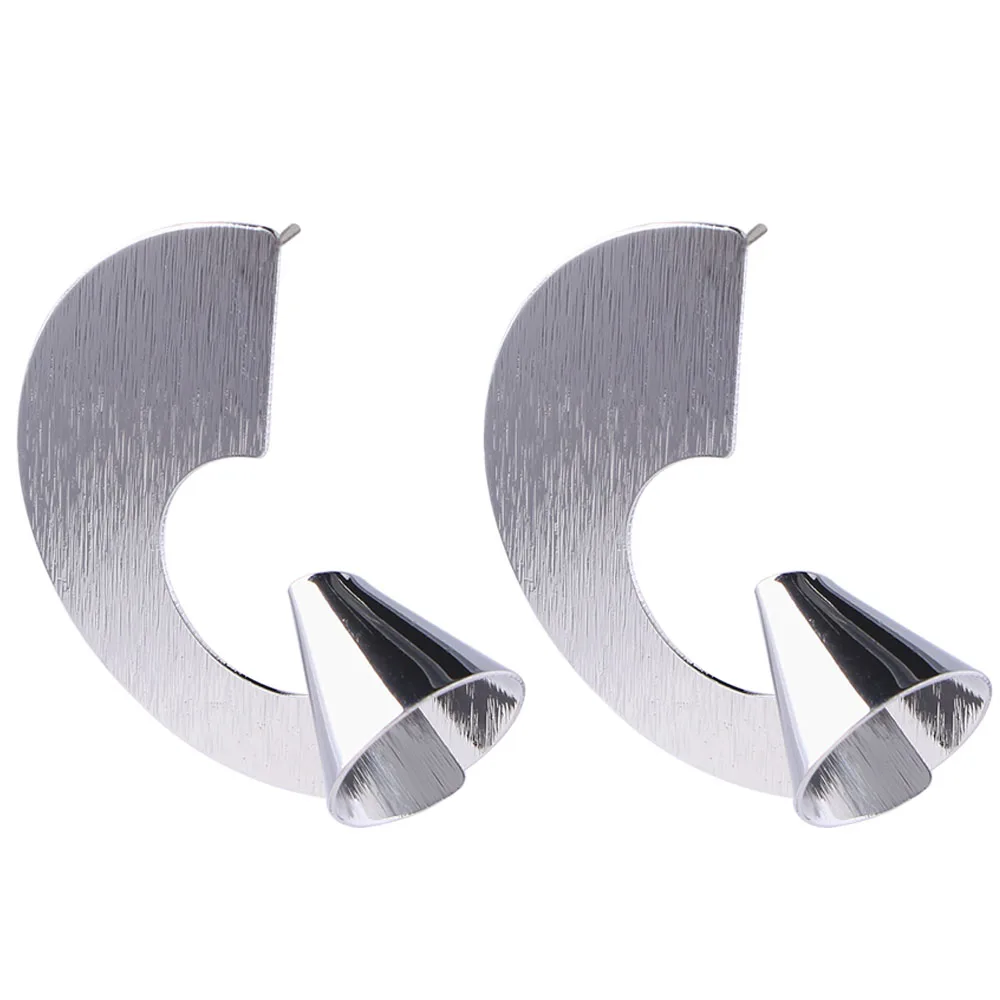 222 Exaggerated Gold Color Letter G Shape Circle Metal Round Stud Earrings Geometric Rhombus Punk Earrings