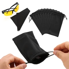 5 шт. черный футляр для очков Оптический Шнур футляр для солнечных очков очки чистая ткань микрофибра для очков сумка-чехол для очков