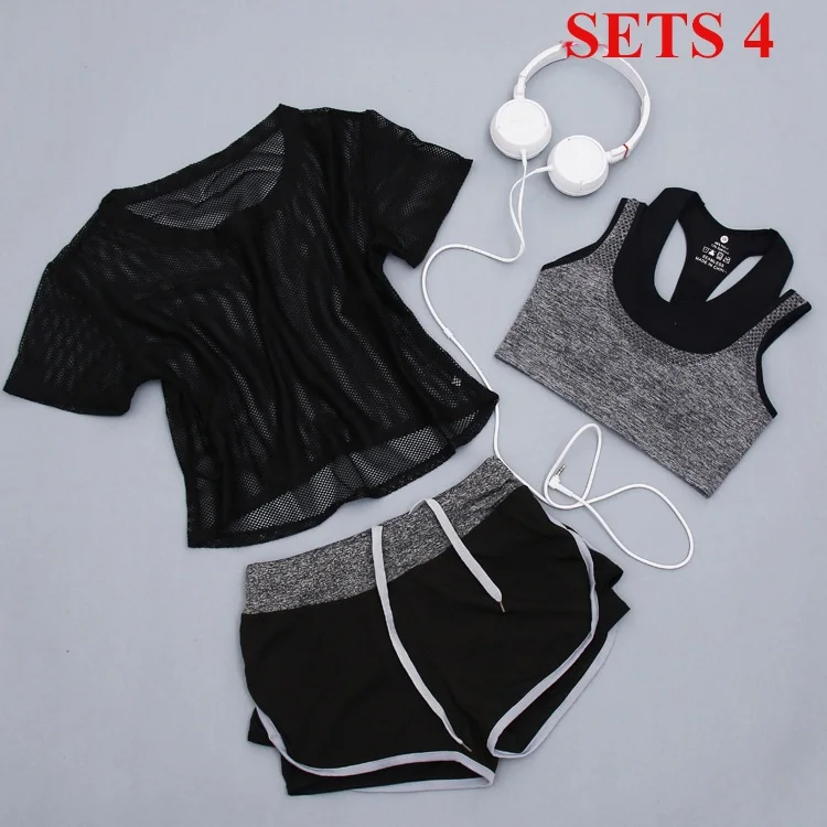 Women Sportwear 3 Pieces Suits Fitness Yoga Set T-Shirt&Bra&Shorts Sport Set Gym Clothes Sport Wear Training Suit Running,ZF197