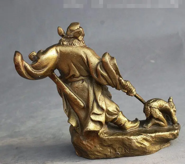 Китайский латунный по феншуй древний мтых Чжун Куй Бог клатч привидение Shou