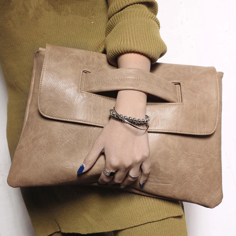 

Vintage women's envelope Bag day clutch leather handbags Female Evening bag wristlets bags for women messenger bags clutch Purse