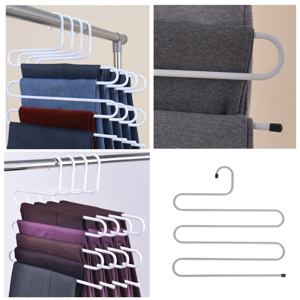 

3pcs/set S Shape Clothes Hanger Multilayer Practical Non-slip Storage Pants Rack